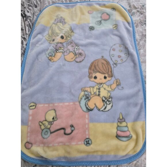 Vintage Rare 2002 Precious Moments Baby Blanket Luxury High Fleece Crib 31 x 44 - Picture 1 of 7